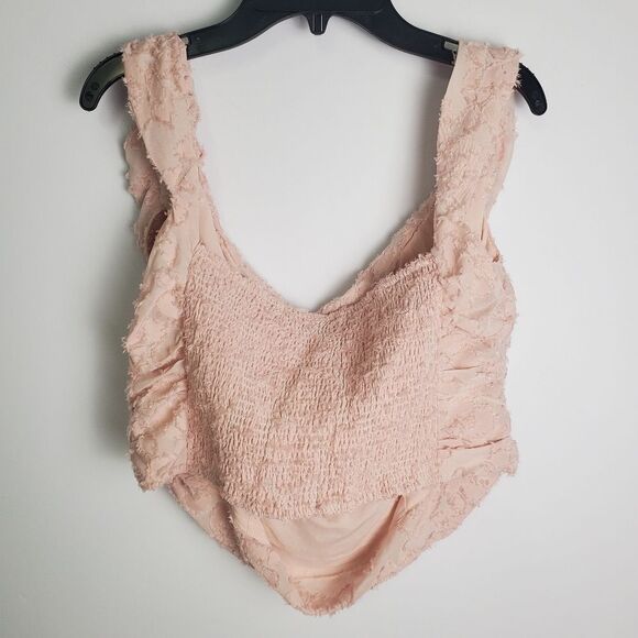 Free People Castille Textured Blush Tank Top Size Large - Picture 9 of 9